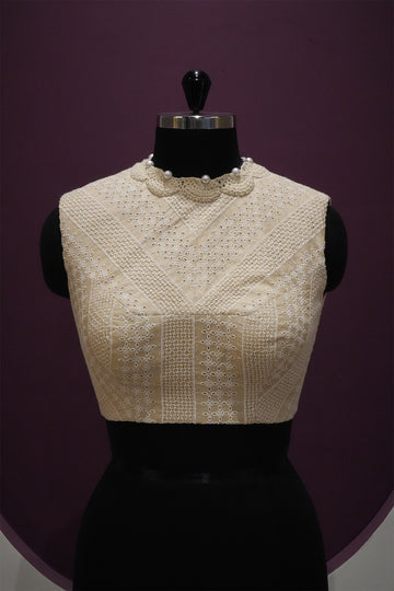 tussar natural beige tussar blouse ready to wear