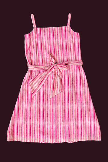 cotton linen light beige pink strawberry pink Girls Readymade Gown