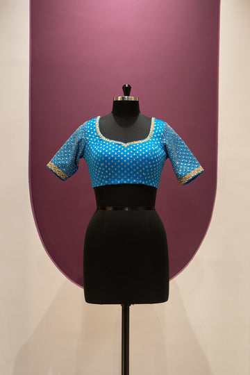 silk light aqua sapphire blue blouse ready to wear