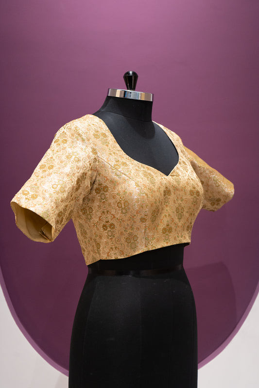 satin natural beige tussar blouse ready to wear