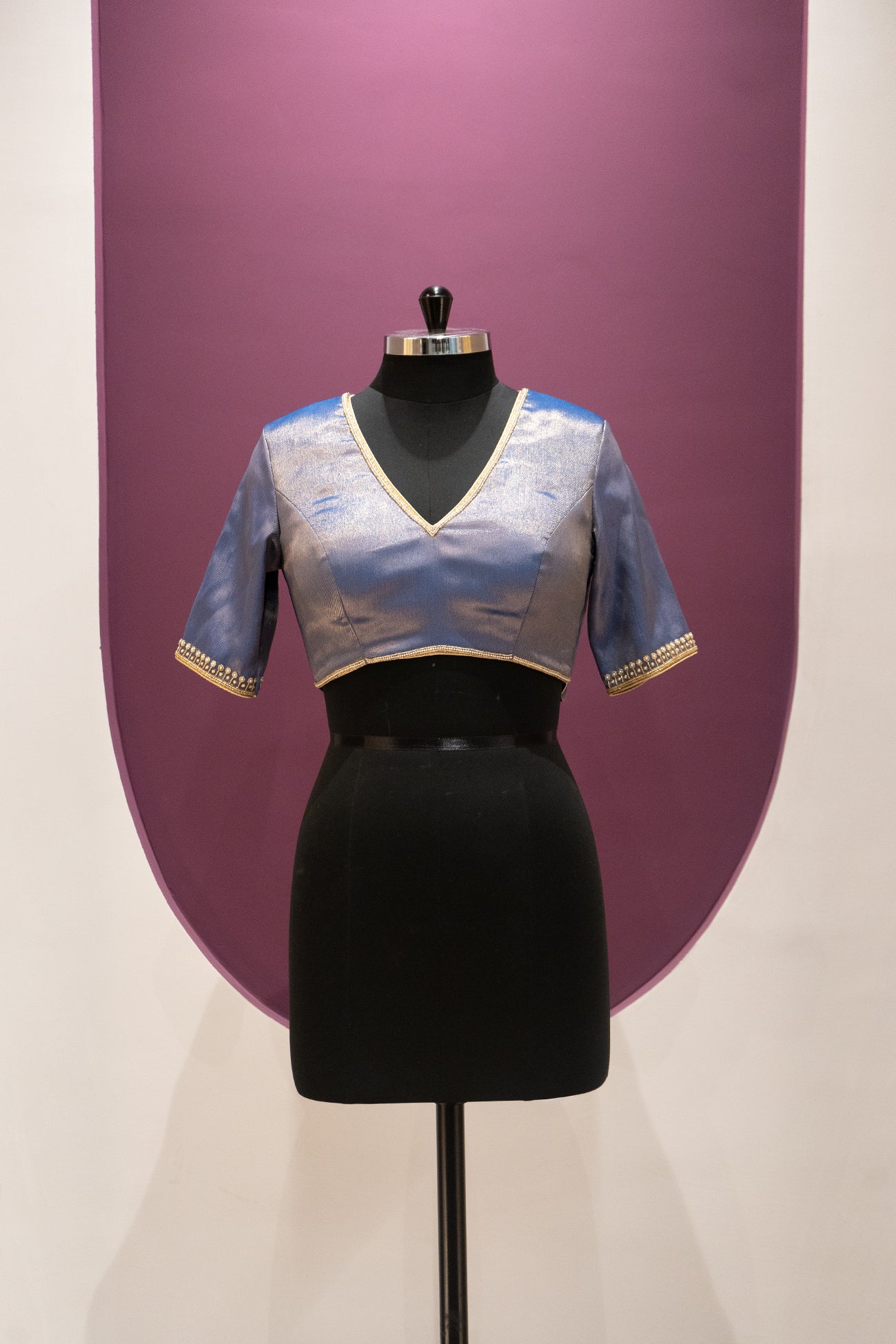 silk indigo blue blouse ready to wear