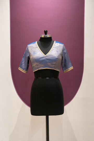 silk indigo blue blouse ready to wear