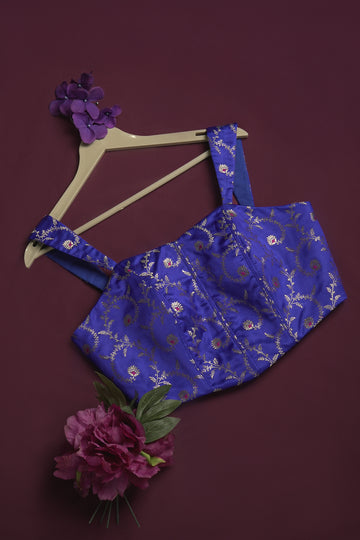 satin dark marine blue blouse ready to wear