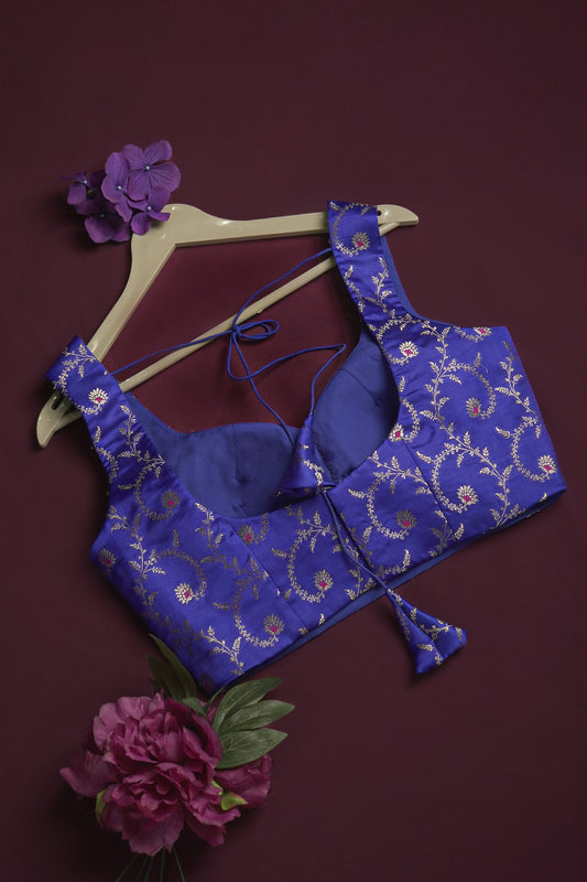 satin dark marine blue blouse ready to wear