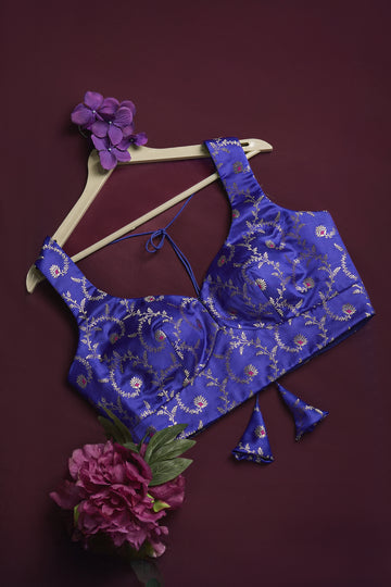 satin dark marine blue blouse ready to wear