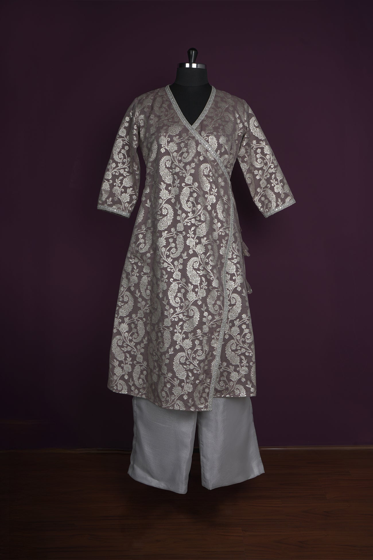 cotton tissue dark steel grey light steel grey ready to wear salwar kameez without dupatta