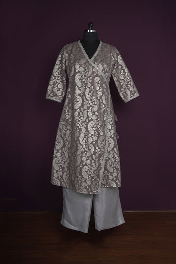cotton tissue dark steel grey light steel grey ready to wear salwar kameez without dupatta
