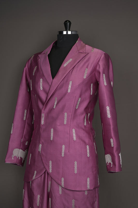 satin magenta pink Indo-westerns