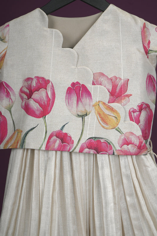 tussar light beige Lehanga blouse with out dupatta