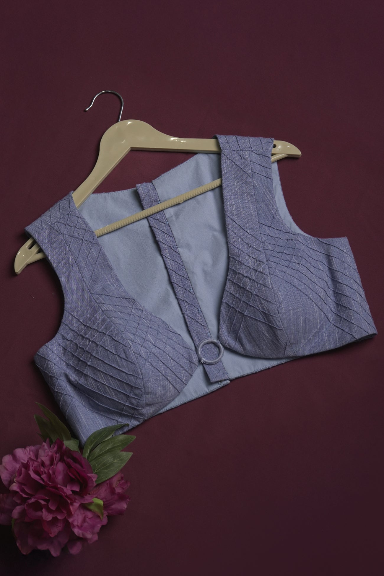 linen lilac blue blouse ready to wear