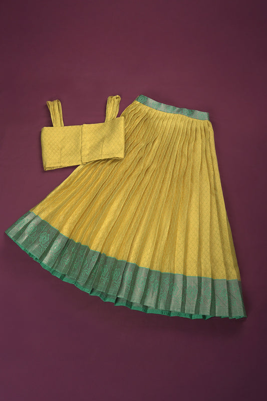 kora silk mustard Lehanga blouse with out dupatta