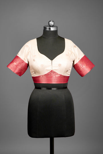 tussar light beige blouse ready to wear