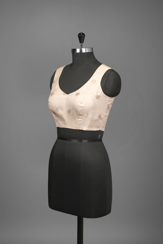 tussar light beige blouse ready to wear