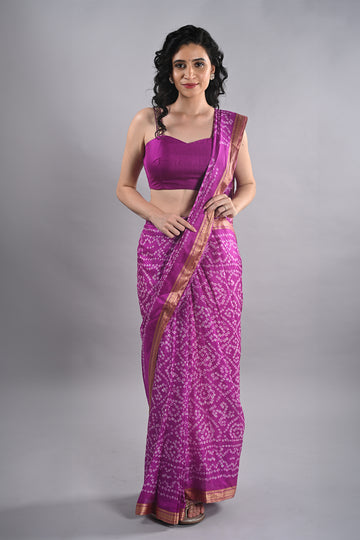 silk dupion purple violet ready made saree with stitched blouse