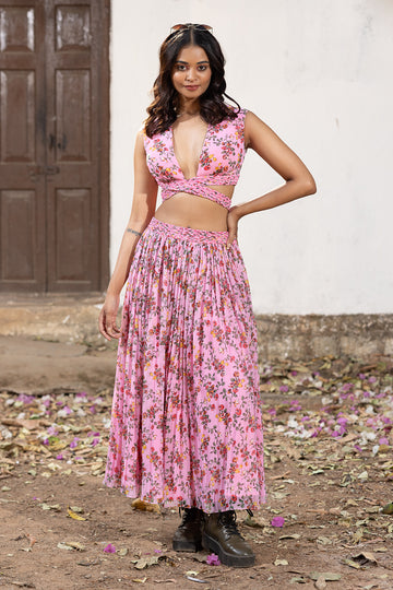 georgette light pink lehenga with blouse