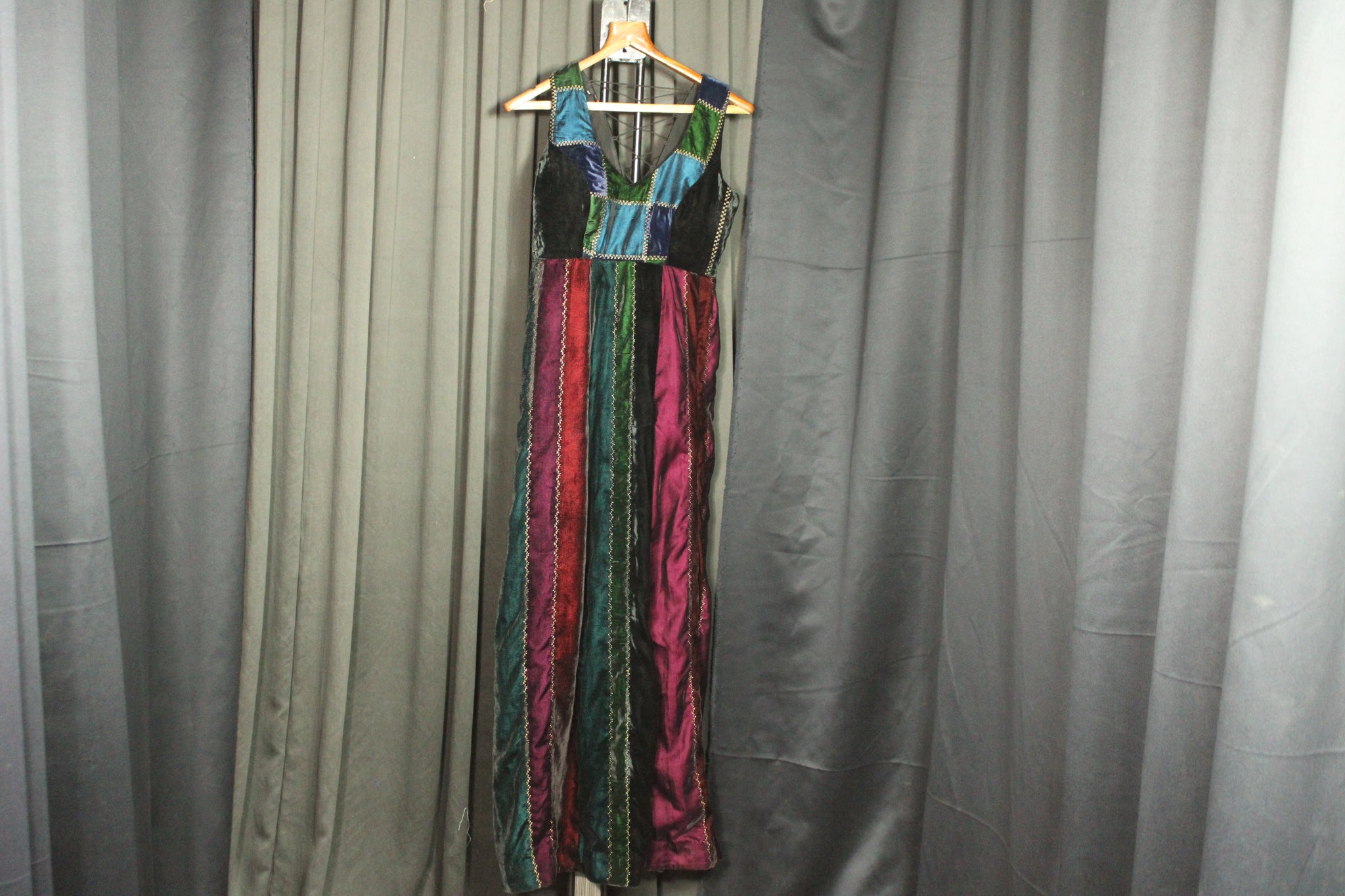 velvet black burgundy wine dark pine sea green gown
